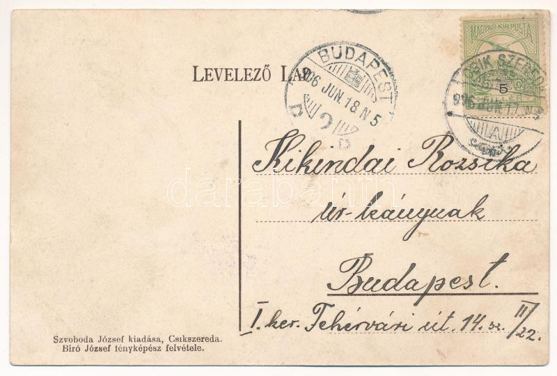 1906 Csíkszereda, Miercurea Ciuc; vasútállomás, vonat, gőzmozdony. Szvoboda József kiadása, Biró József fényképész felvétele / railway station, train, locomotive (r) - Image 2