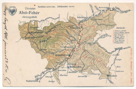 Alsó-Fehér vármegye térképe. Kiadja Károlyi Gy. / Map of Alba de Jos county (EK)