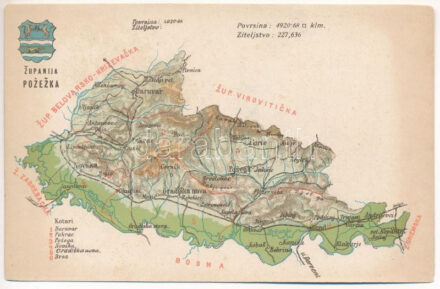 Pozsega vármegye térképe. Kiadja Károlyi Gy. / Zupanija Pozezka / Map of Pozega county (EK)