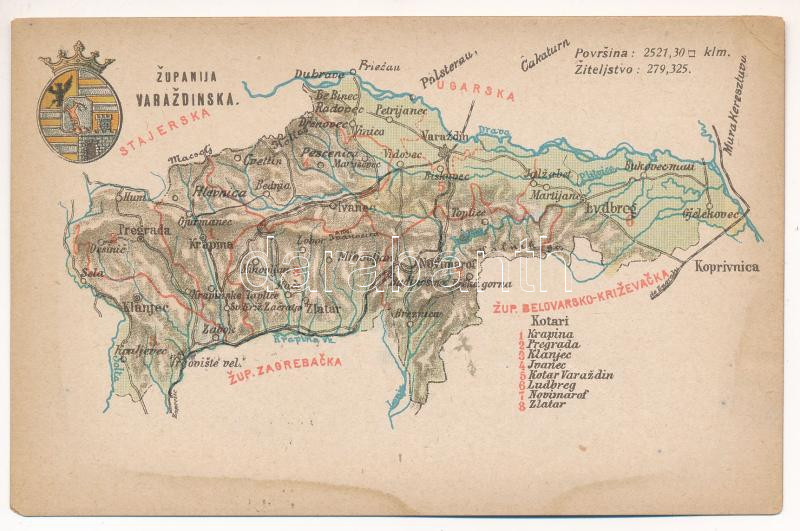 Varasd vármegye térképe / Zupanija Varazdinska / Map of Varasd County (EK)
