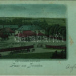 1900 Jaroslaw, Jaruslau; Cavallerie Kaserne. Herman Aker / cavalry military barracks. Art Nouveau, litho (EK)