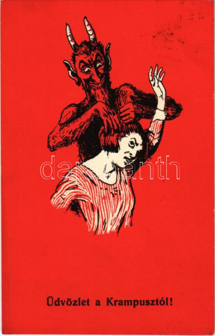1929 Üdvözlet a Krampusztól / Krampus and lady. C.H.W. VIII/. 2503-25.