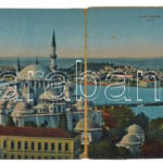 Constantinople, Istanbul; Vue prise de la Tour du Séraskerat / 6-részes kihajtható panorámalap / 6-tiled folding panoramacard (r)