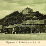 1928 Segesvár, Schässburg, Sighisoara; Fő tér, F. Lingner üzlete, Steinbrucher Bier Quelle sörcsarnok / main square, shops, beer hall (EK)