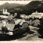 1940 Felsőbánya, Baia Sprie; templom, Római katolikus fiú és leány iskola / church, school. photo (EK)
