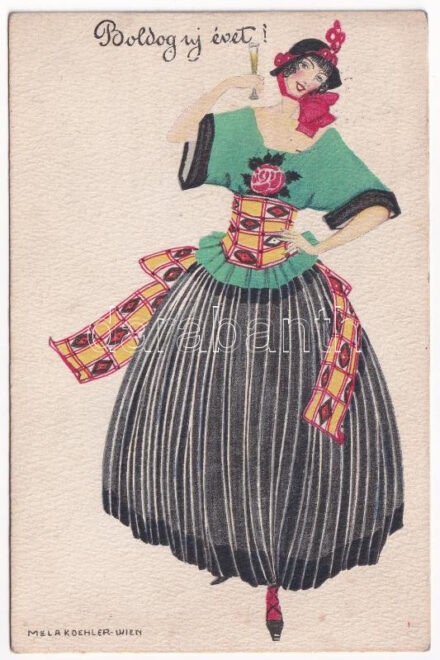 1919 Boldog Új évet! / Mode. B.K.W.I. 3142-2. s: Mela Koehler (fl)