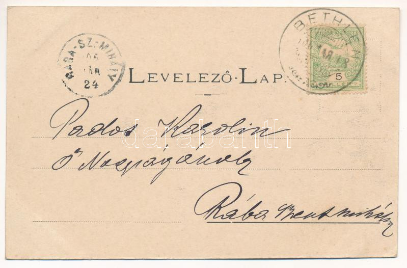 1906 Bethlen, Beclean; vasútállomás, gőzmozdony, vonat. Kajári István kiadása / railway station, locomotive, train (EK) - Image 2