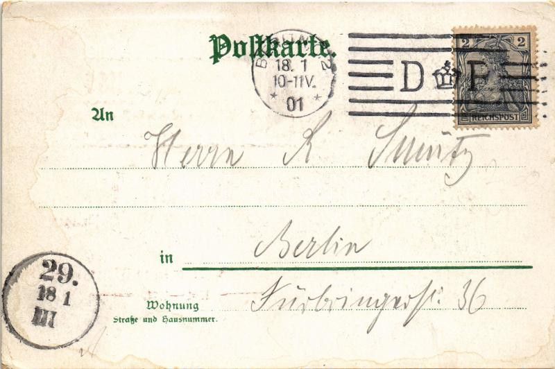 1701-1901 Deutschen Gruss und Handschlag zur 200 jährigen Jubelfeier des preussischen Königshauses / 200th Anniversary of the Kingdom of Prussia, coat of arms. litho (kis szakadás / small tear) - Image 2