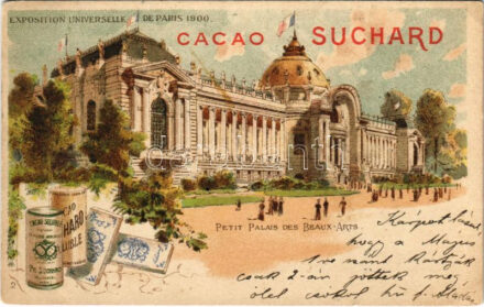 1901 Exposition Universelle de Paris 1900, Petit Palais des Beaux Art. Cacao Suchard / Svájci Suchard csokoládé reklám, Szecessziós litho / Swiss cocoa and chocolate advertisement. Art Nouveau, floral, litho (EK)