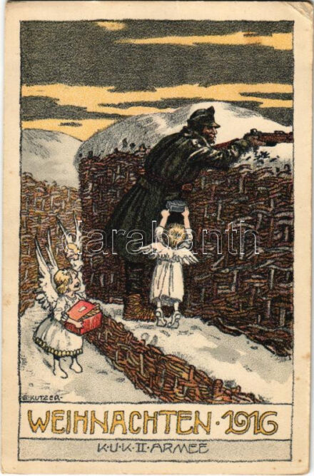 Weihnachten 1916. K.u.k. II. Armee Feldpostkarte / Osztrák-magyar katonai karácsonyi tábori üdvözlőlap / WWI Austro-Hungarian military Christmas greeting card s: E. Kutzer (EK)