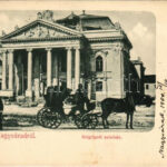1900 Nagyvárad, Oradea; Szigligeti színház, lovas hintó. Helyfi László kiadása / theatre, horse chariot