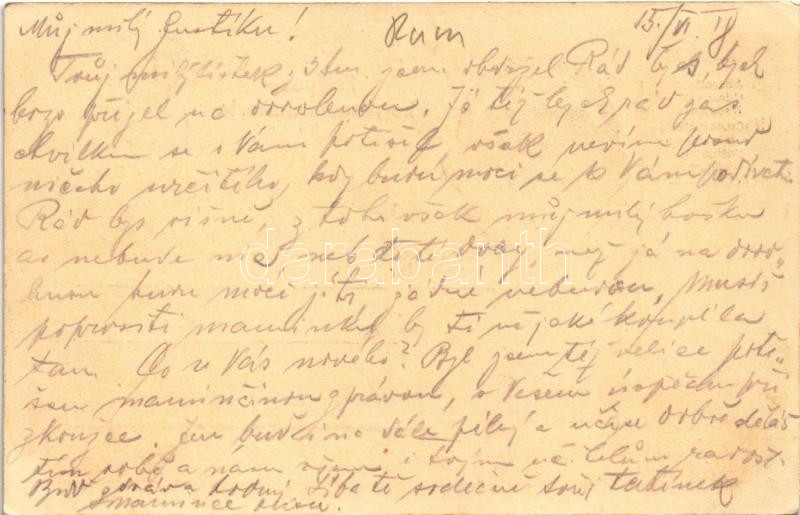 1918 K.u.k. Pferdefeldbahn 1914 Feldpostkorrespondenzkarte / Cs. és kir. lóvasút tábori postája a sapkajelvényük képével (EK) - Image 2