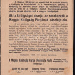1920 A Magyar Királyság Pártjának . Royalista Párt röplapja - Image 2