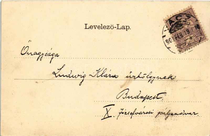 1901 Vác, Dunaparti korzó. Szecessziós virágos litho / Art Nouveau, floral, litho - Image 2