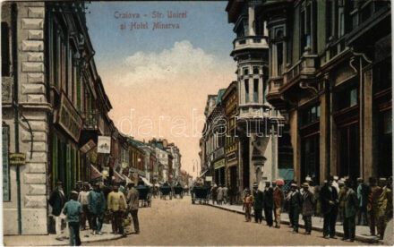 1923 Craiova, Strada Unirei si Hotel Minerva / street, hotel, shops (fl)