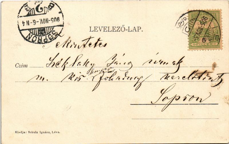 1905 Léva, Levice; Piac tér, Engel József üzlete. Schulz Ignác kiadása / square, shop - Image 2