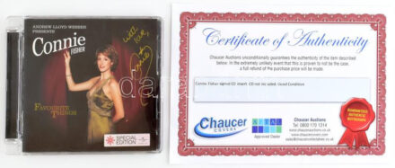 Connie Fisher brit színésznő, énekesnő autográf aláírása albumának CD-tokján (lemezt nem tartalmaz), tanúsítvánnyal / Autograph signature of Connie Fisher British actress, singer on her album's CD case (disc not included), with