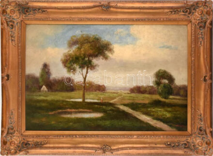 L. Stephan jelzéssel: Hazafelé. Olaj, vászon. 61x91 cm. Sérült. Dekoratív, áttört fakeretben. KIZÁRÓLAG SZEMÉLYES ÁTVÉTEL, NEM POSTÁZZUK! / ONLY PERSONAL COLLECTION AT OUR OFFICE!