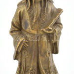 Kínai bölcs, bronz, kopásokkal, m: 7 cm
