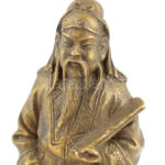 Kínai bölcs, bronz, kopásokkal, m: 7 cm - Image 2