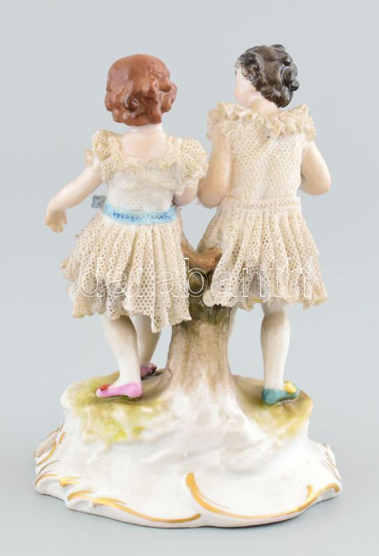 Alteste Volkstedt kislányok, porcelán, jelzett, sérült, m: 13 cm - Image 3