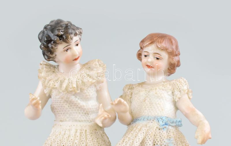 Alteste Volkstedt kislányok, porcelán, jelzett, sérült, m: 13 cm - Image 4