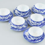 Japán tojáshéj porcelán teáscsésze, 6 db, egyik alj sérült, jelzett.