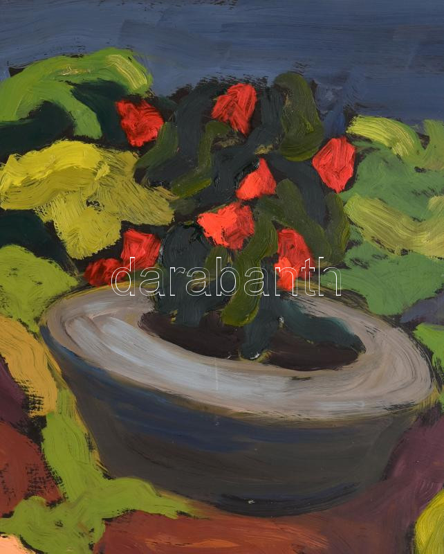 Mártonfi Benke Márta (1958-): Virágzó kert (cím nélkül). Olaj, farost, jelzett. Fakeretben. 100x70 cm. KIZÁRÓLAG SZEMÉLYES ÁTVÉTEL, NEM POSTÁZZUK! / ONLY PERSONAL COLLECTION AT OUR OFFICE! - Image 2