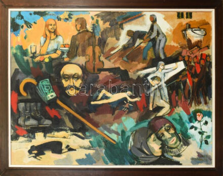 B. Séday Mária (1925-2009): Emlékezés a 'Szégyen' c. filmre (Ingmar Bergman). Olaj, vászon, jelzett. Hátoldalán autográf felirattal. Fakeretben. 90×120 cm KIZÁRÓLAG SZEMÉLYES ÁTVÉTEL, NEM POSTÁZZUK! / ONLY PERSONAL COLLECTION AT OUR