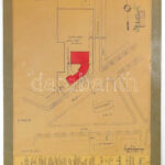 1942 Helyszínrajz az érsekújvári levente otthon tervezéséhez, 1:500, kartonra kasírozva, 63×43 cm