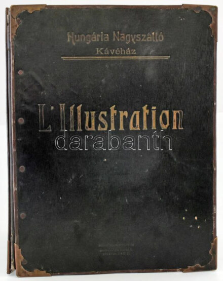 cca 1920 A Hungária Nagyszálló (Grand Hotel Hungária) kávéházának újságtartója, a ,,L'Illustration'' c. francia hetilap számára (a szálloda külföldi lapokat is járatott nemzetközi vendégei számára). Nagyméretű, rézveretes,
