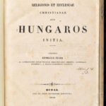 [Fejér György (1766-1851] Georgius Fejér: Religionis et ecclesiae Christianae apud Hungaros initia. Budae, 1846.,Typis Reg. Scient. Universitatis Hungaricae, 242 p. + 1 t. (genalógiai táblázat). Első kiadás. Latin nyelven. Korabeli