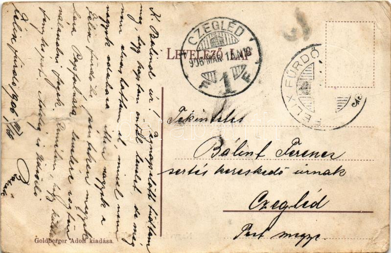1906 Félix-fürdő, Baile Felix (Nagyvárad, Oradea); hűtő fürdő. Goldberger Adolf kiadása / spa, cooling bath (r) - Image 2