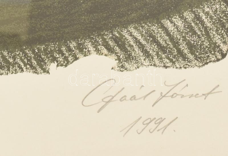 Gaál József (1960-): Egymás kalodái I, 1991. Litográfia, papír. Jelzett, számozott: 19/20. Üvegezett fakeretben. 54×43 cm / lithograph on paper, signed, numbered: 19/20, framed - Image 2