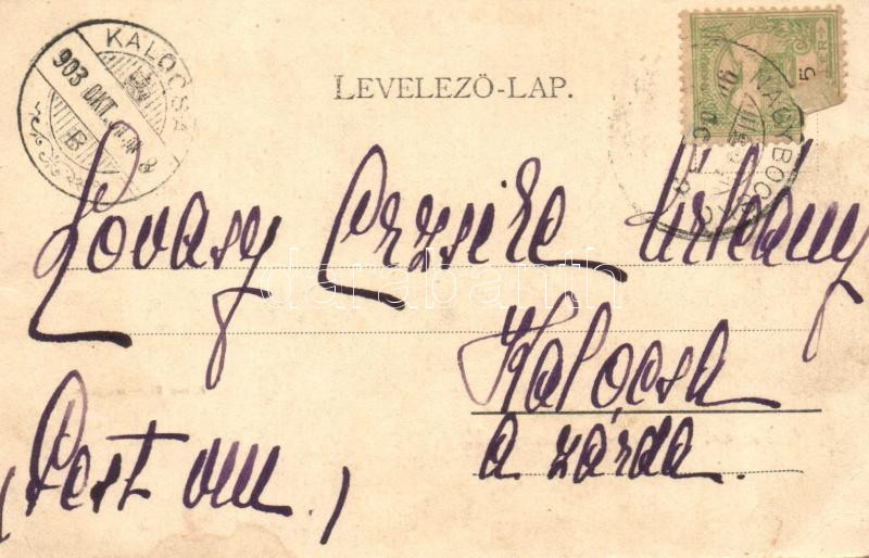 1903 Máramarossziget, Sighetu Marmatiei; Sugár úti villa, Római katolikus templom. Kiadja Kaufmann Ábrahám / villa, Catholic church (fa) - Image 2