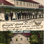 1906 Kiskapus, Kis-Kapus, Kleinkopisch, Copsa Mica; Vasútállomás, vasutasok, állomási épület és sétatér / railway station, railwaymen, promenade (EK)