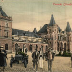 Temesvár, Timisoara; Józsefváros, indóház, autó montázs / Iosefin, railway station, montage with automobile (Rb)