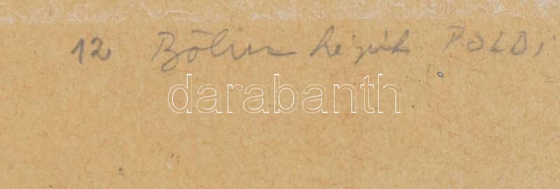 Böhm Lipót (1916-1995): Verklis. Linómetszet, papír, jelzett, sérült. 25×35 cm. Paszpartuban. - Image 2