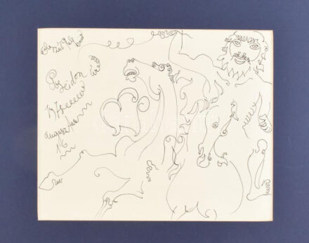 Vinkler László (1912-1980): Poseidon isten. Tus, papír. Jelezve balra fent. Paszpartuban. 20x29 cm