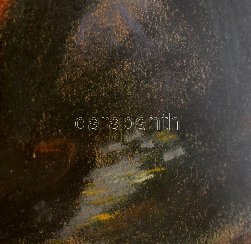 Kohán jelzéssel: Munkás. Pasztell, papír. Üvegezett, dekoratív fakeretben, 20×12,5 cm - Image 2