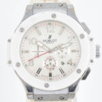 Hublot replika automata férfi karóra, műanyag szíjjal, plexi kissé karcos, működik, d: 4,5 cm
