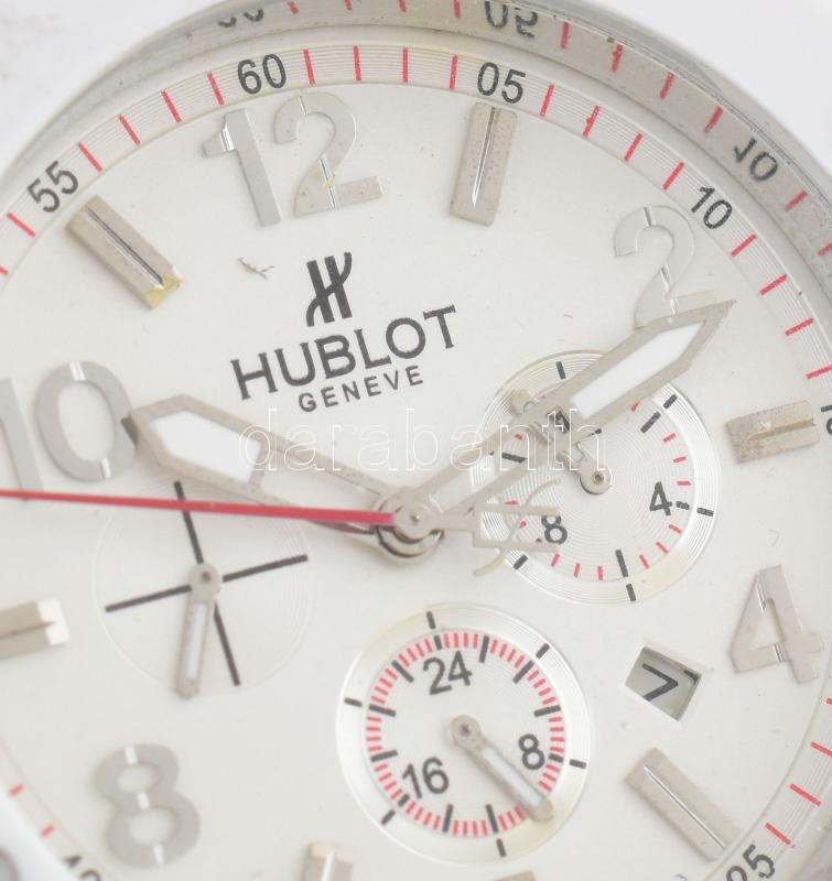 Hublot replika automata férfi karóra, műanyag szíjjal, plexi kissé karcos, működik, d: 4,5 cm - Image 2