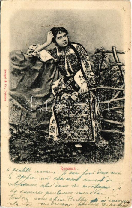 1901 Romanca / Romanian folklore, woman in traditional costumes. Stengel & Co. (EK)
