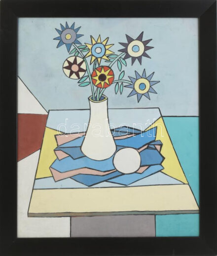 Szabó István (1927 - 2001): Csendélet farost, olaj, keretben 50 x 60 cm