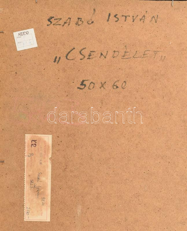 Szabó István (1927 - 2001): Csendélet farost, olaj, kissé sérült keretben 50 x 60 cm - Image 2