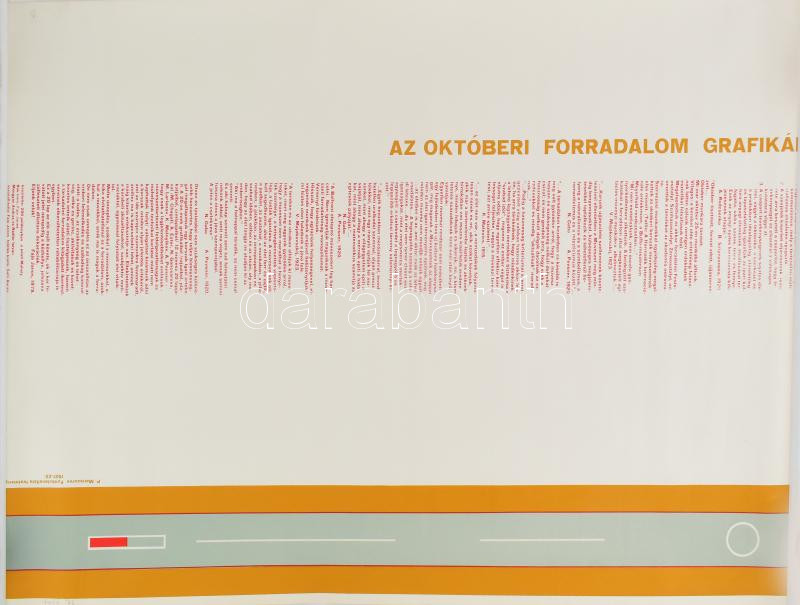 P Manszurov (?-?): Funkcionalista festmény (előszó az Októberi Forradalom grafikái c. albumhoz). Szitanyomat. Fajó János által jelzett és datált (Fajó 78). Készítette 1978-ban 200 példányban a Pesti Műhely: Bak Imre, Fajó János,