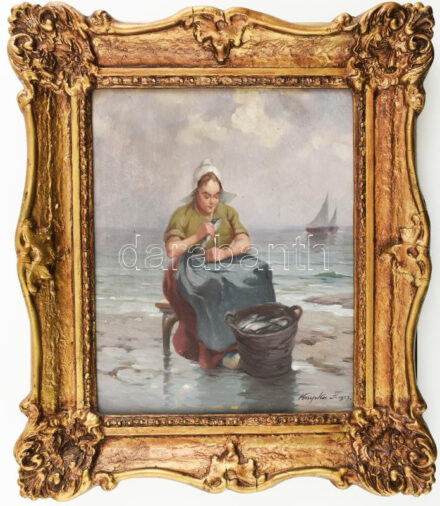 Krupka Ferenc (1870-1928) - Halárus. Olaj, fa. Jelzett., keretben. 28x21 cm