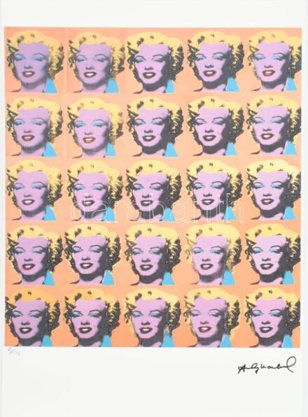 Andy Warhol (1928-1987): Orange squared Marylin. szitanyomat, papír. Sorszámozott: 125/81, jelzett a nyomaton. Andy Warhol galéria szárazpecséttel és pecséttel jelzett, Lapméret 50x36 cm