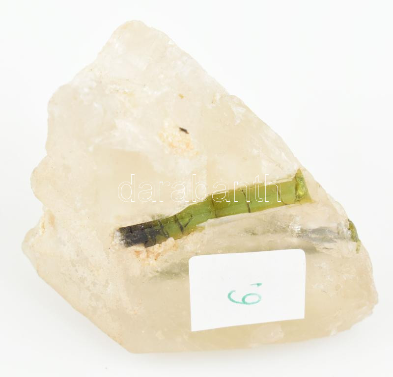 Zöld turmalin rudak kvarc kristályban, 6 x 4 x 3,5 cm, 140g, Brazília - Image 2