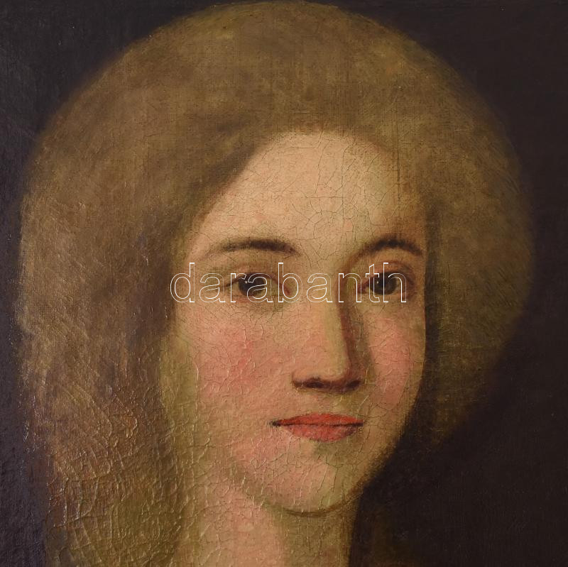 Ismeretlen festő, jelzés nélkül: Nemesi pár portréja. 2 db festmény. Olaj, vászon, restaurált, korabeli fekete fakeretben, 1780 körül, 55x42cm /A tétel a Gödöllői Királyi Kastélyban tekinthető meg. A megtekintéshez időpontot - Image 3